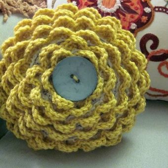 crochet rose cushion