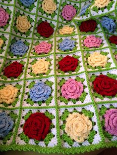 crochet rose afghan squares
