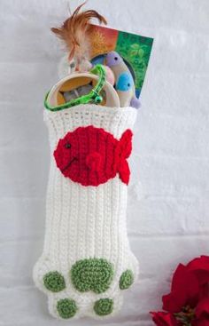 crochet cat christmas stocking