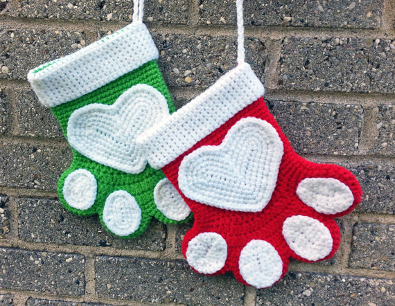 Dog Paws Crochet Christmas Stocking