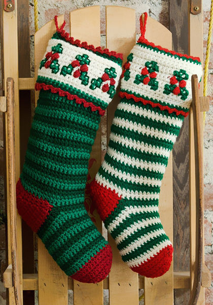 crochet striped christmas stocking