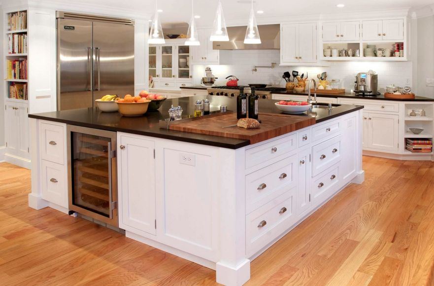 wood countertops tile backsplash