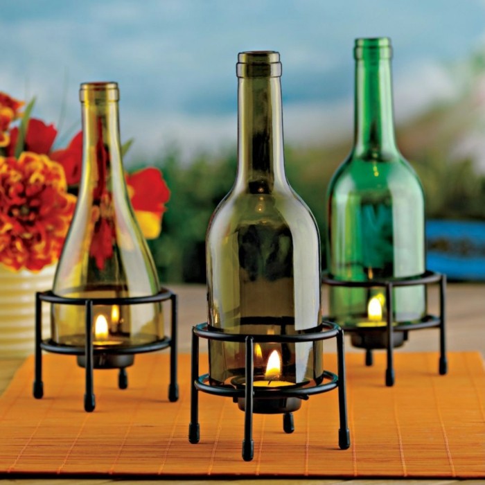 Homemade Wine Bottle Candle Holder
