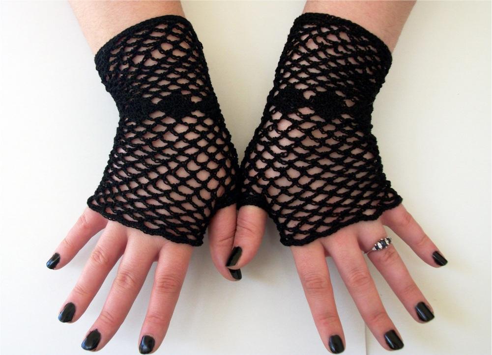 fishnet fingerless gloves crochet pattern