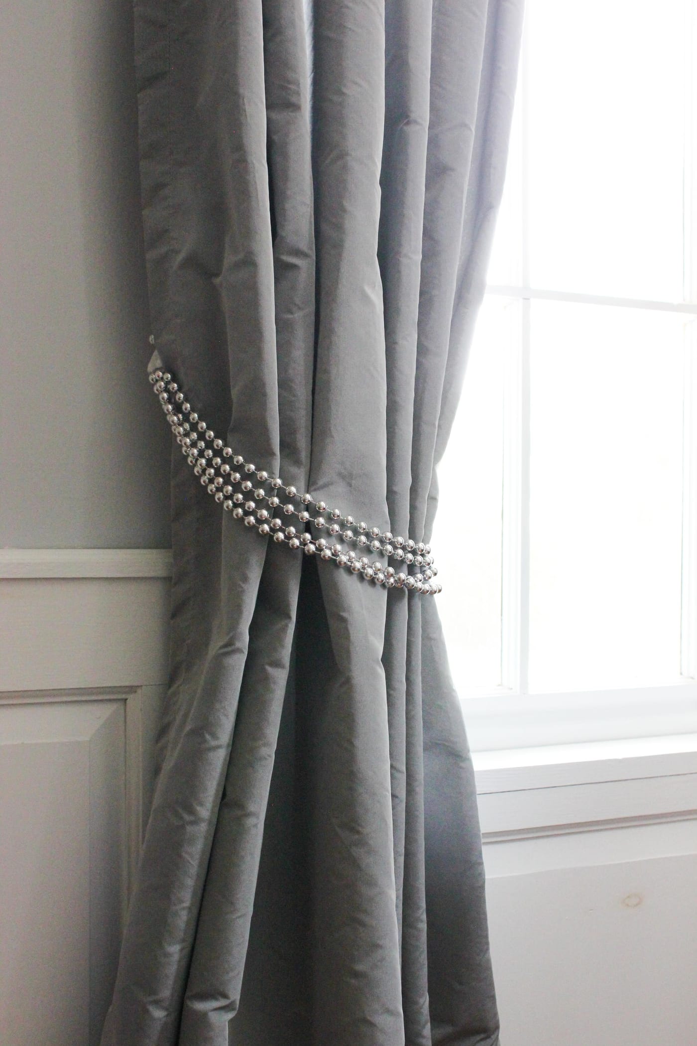 Grey Curtain Tie Back Without Hook