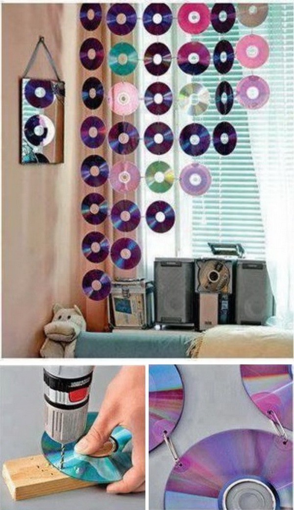 DIY No-Sew Curtain Using CDs
