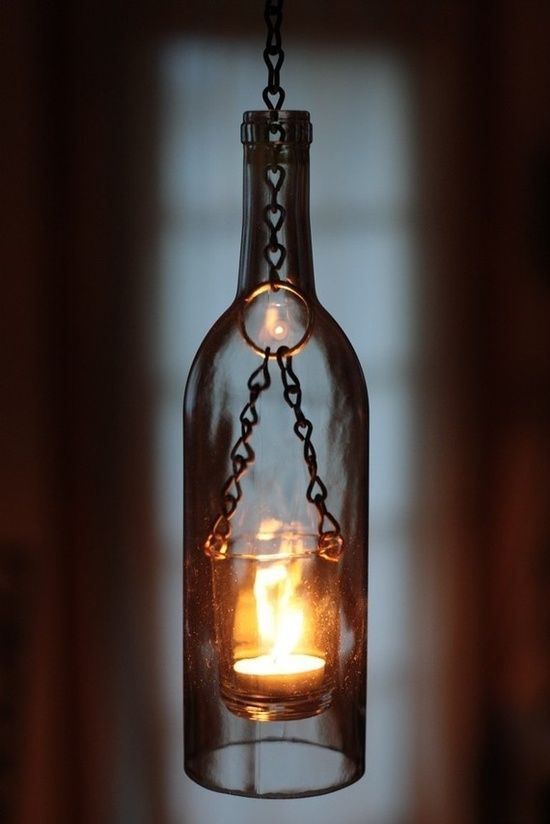 glass wine bottle candle holders