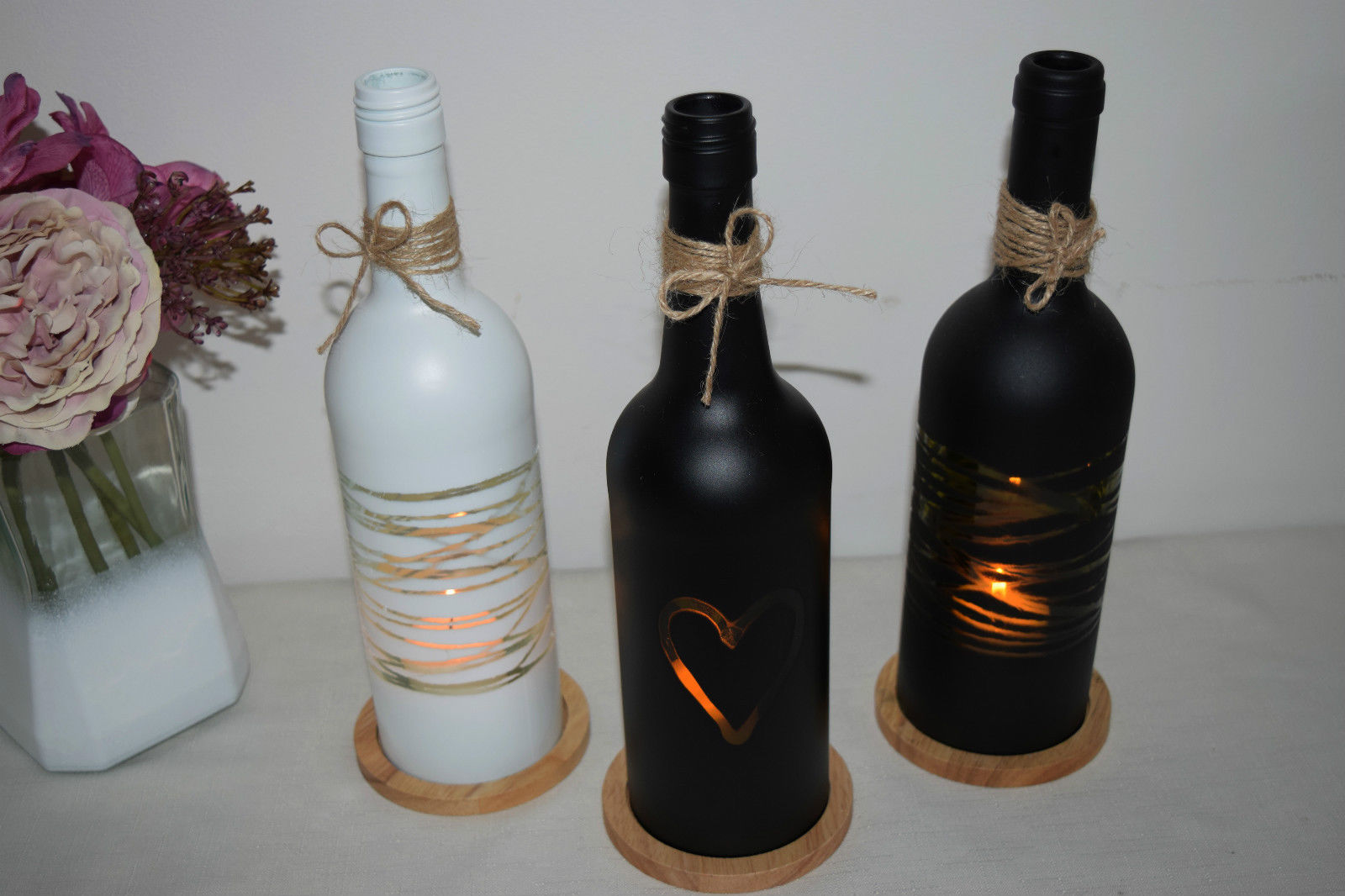 Wedding Wine Bottle Candle Holder Centerpiece