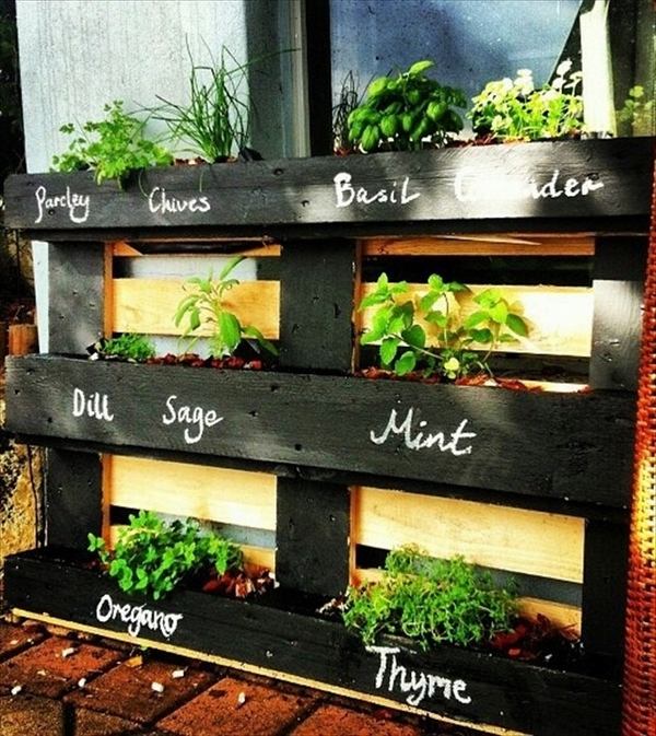 wooden pallet herb planter