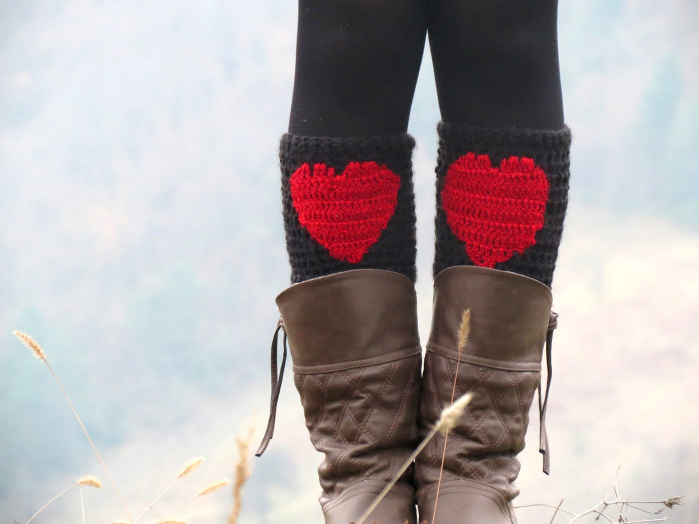red heart yarn crochet boot cuffs