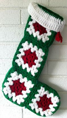 crochet christmas stocking granny squares