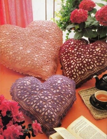 crochet heart pillow pattern free