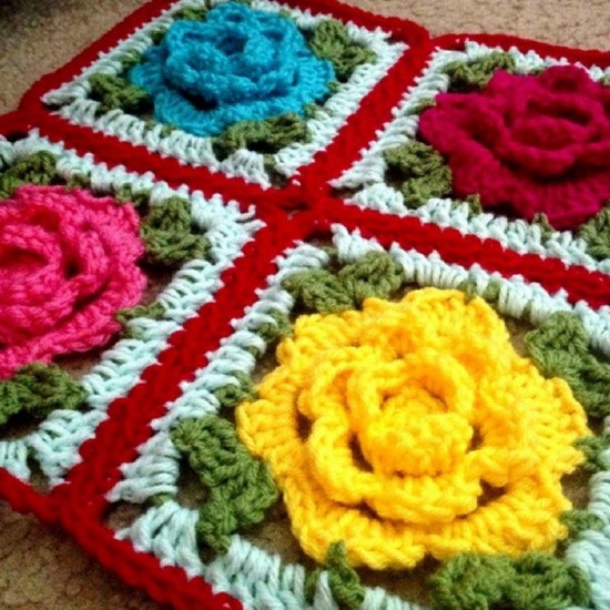 how to crochet a rose granny square