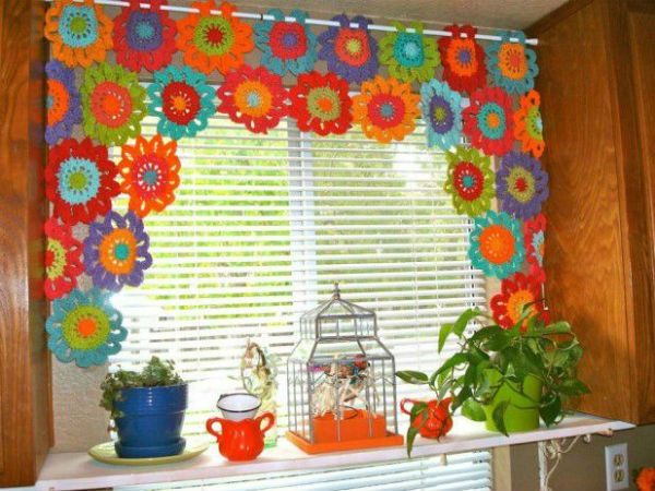 Crochet Flower Curtains
