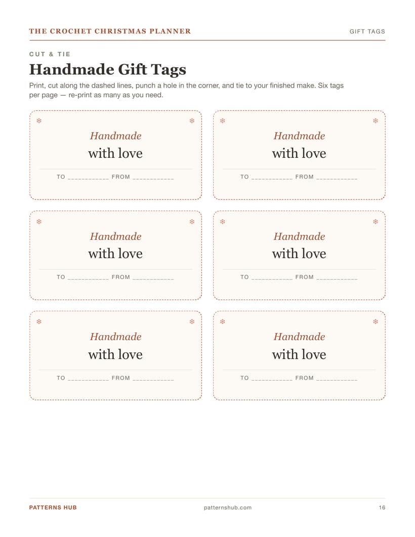 Printable cut-out handmade gift tags