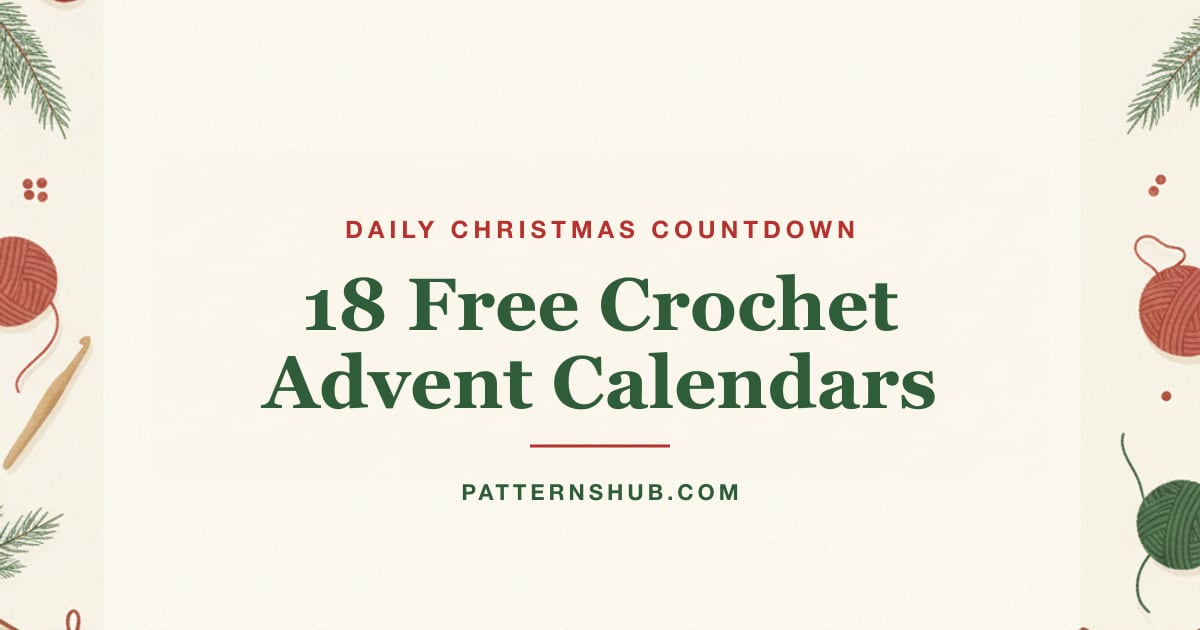 Illustrated crochet advent calendar patterns roundup card