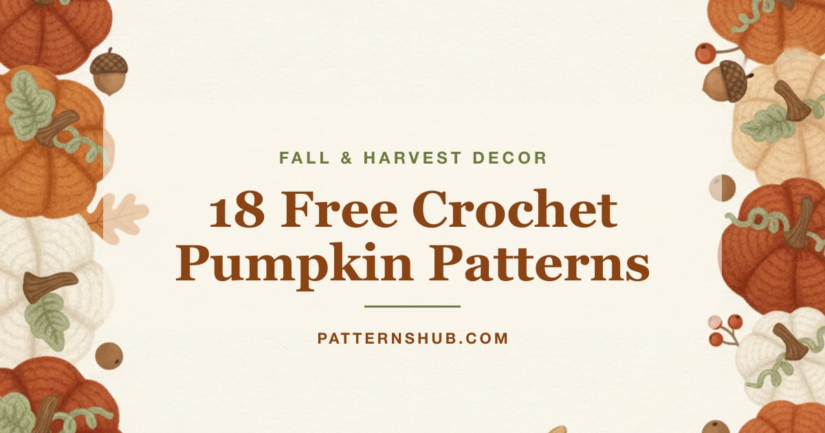 Illustrated crochet pumpkin patterns roundup card