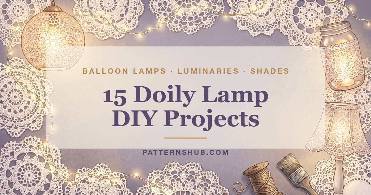Illustrated doily lamp and lace lighting DIY roundup card