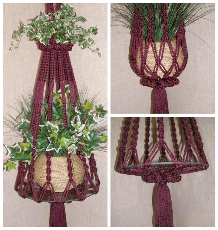Carousel button macramé plant hanger
