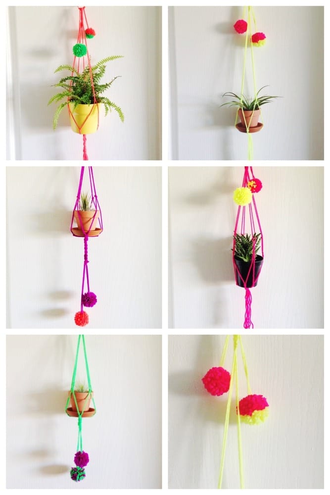 Neon macramé plant hanger