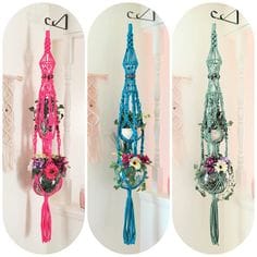 Macramé plant hanger with two tiers