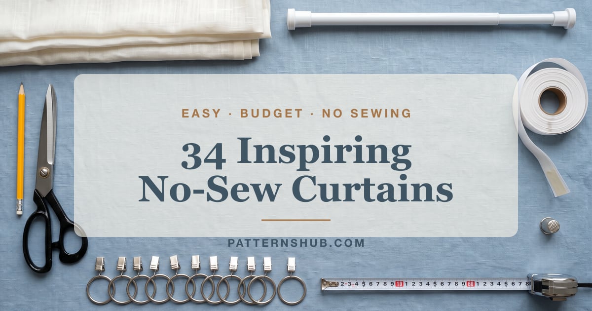 Illustrated no-sew curtains roundup card