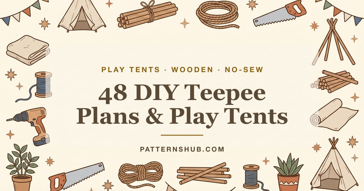 Illustrated DIY teepee plans roundup card