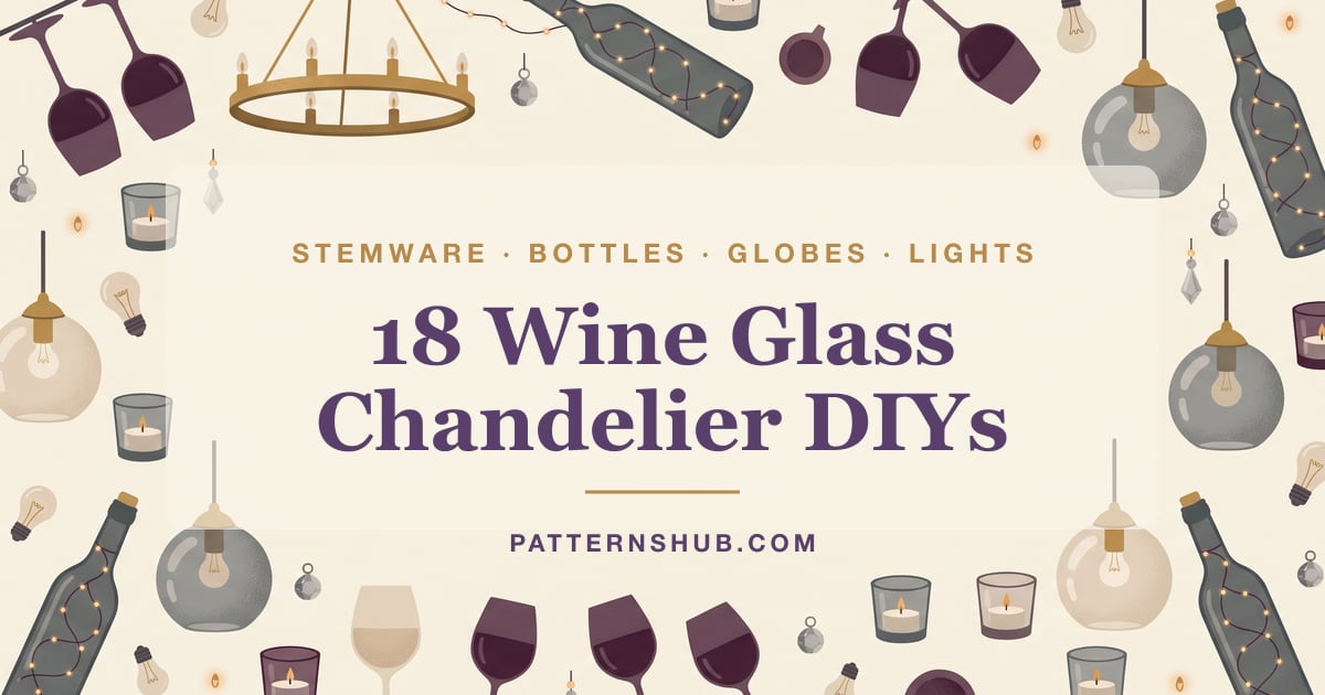 Illustrated DIY wine glass chandelier and holiday party lighting ideas card