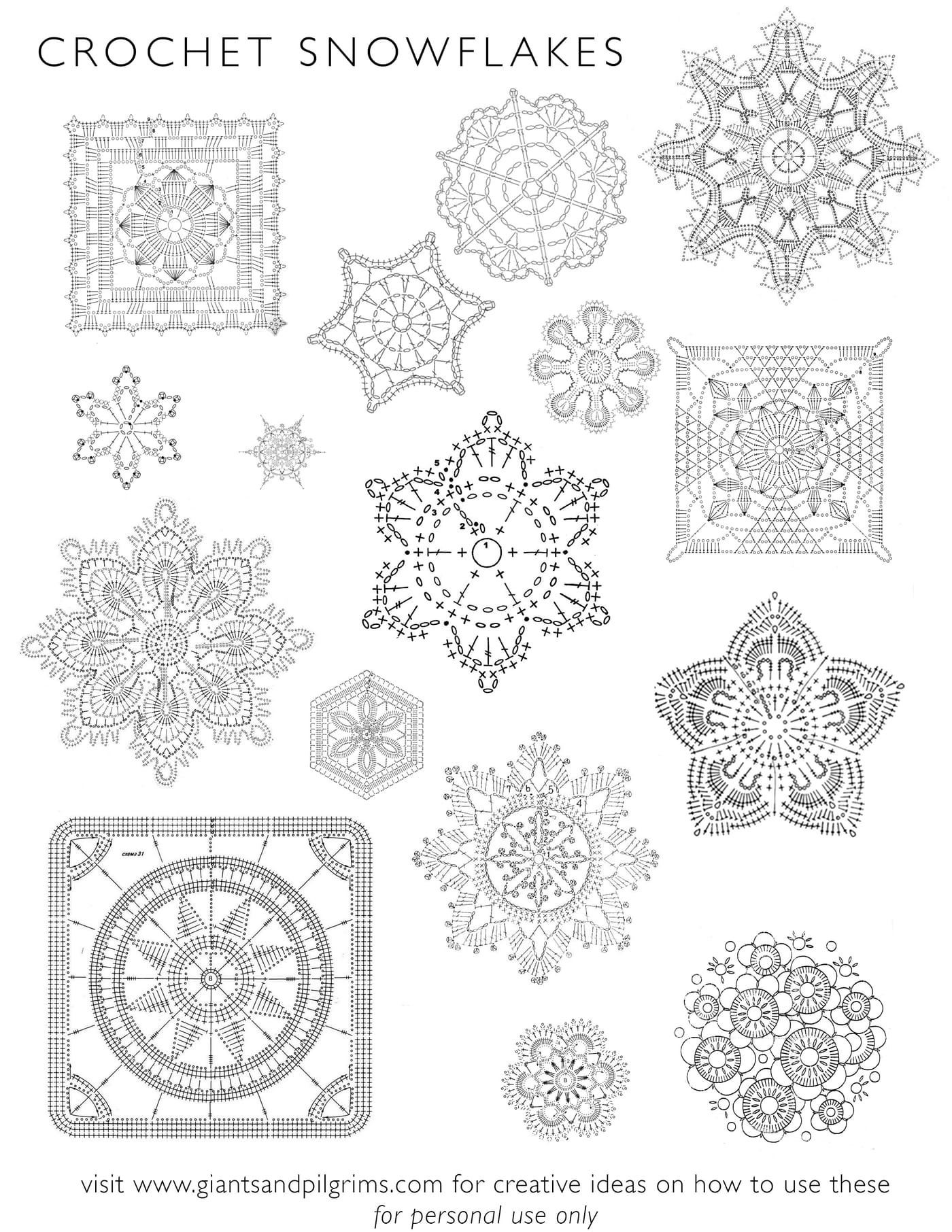 free printable crochet snowflake patterns