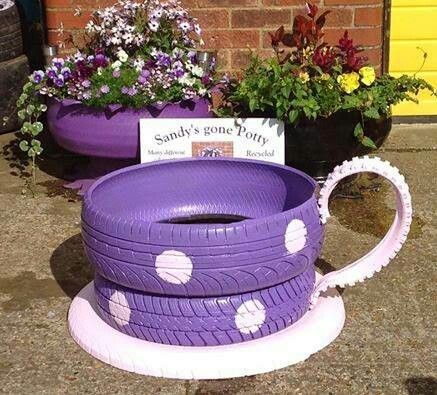 Tire Teacup Planters